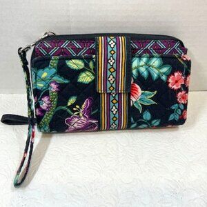Vera Bradley RFID 2 Compartments Wristlet Signature Cotton Vines Floral Pattern